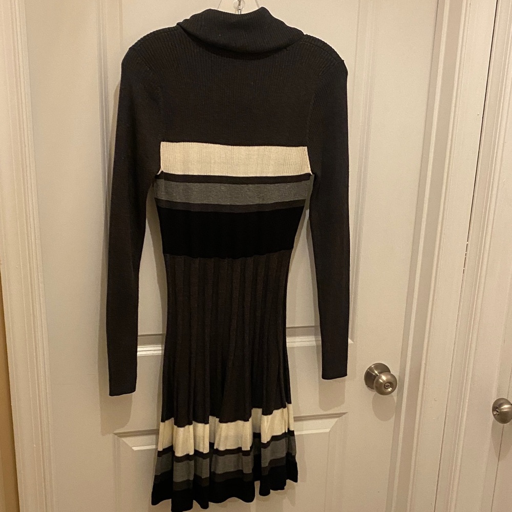 Calvin Klein Black, White & Gray Long Sleeve Sweater Dress - Picture 3 of 9